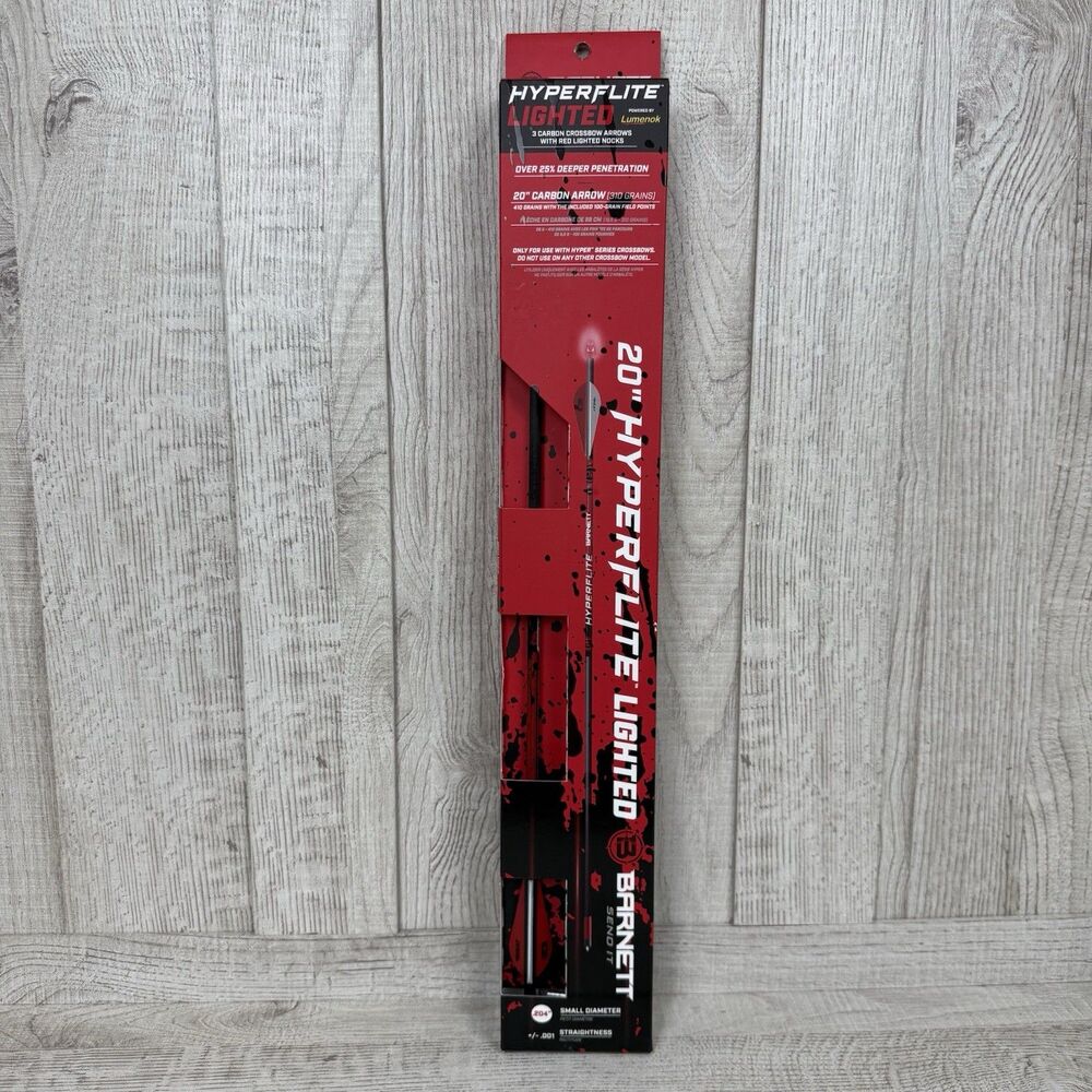 Barnett 20" Hyperflite Crossbow Arrows 410 Grains Lighted Nocks 3 Pack BAR20044